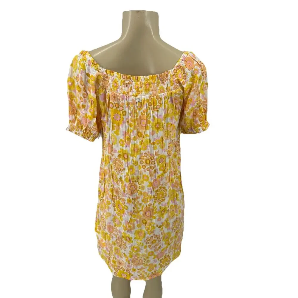 NEW Billabong Large 12 Girls Feelin Sweet Babydoll Dress Floral Short Sleeve I14